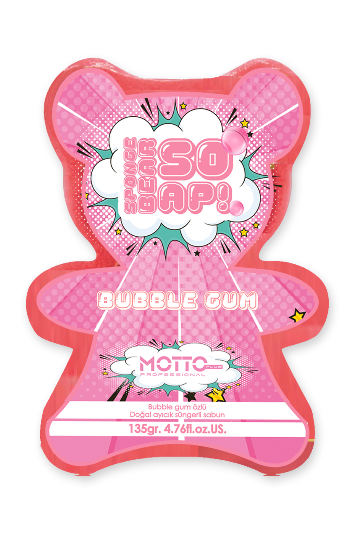 Motto Plus Professional Doğal Süngerli Bubble Gum Kokulu Kids Sabun Pembe 135Gr.